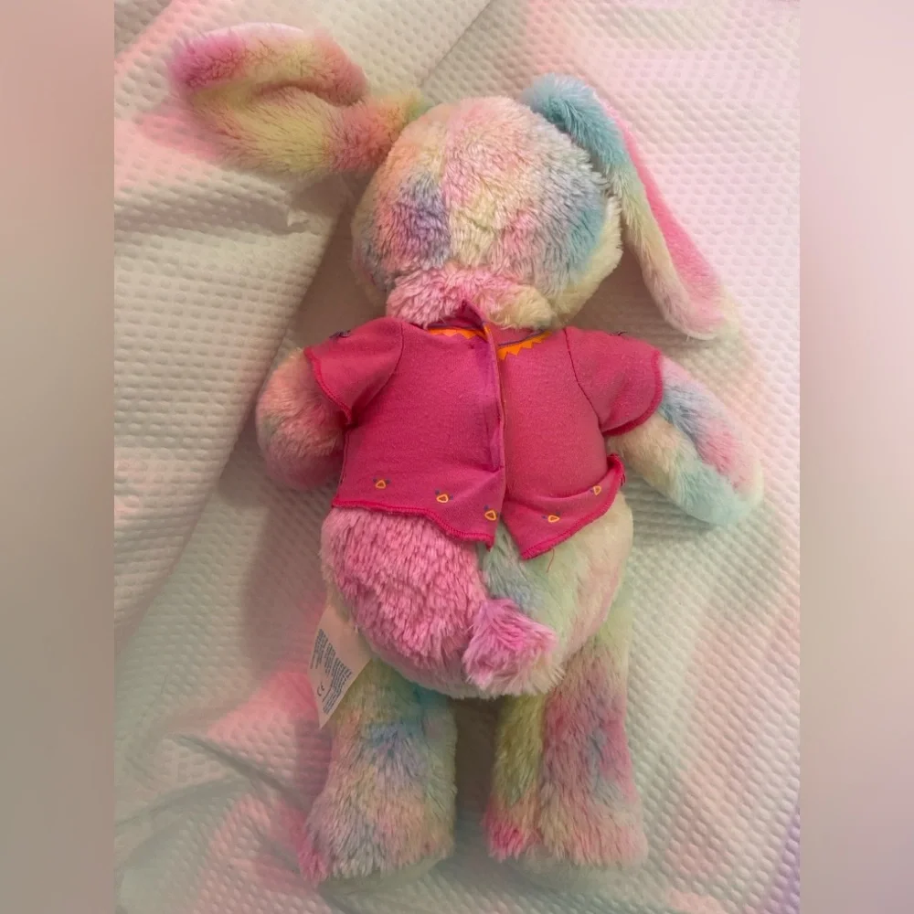 Build-A-Bear Pastel Rainbow Swirl Bunny Plush + Pink Shirt | 16” | BABW